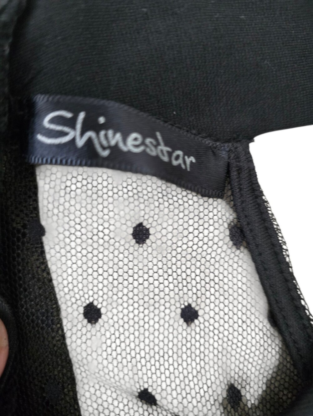 Shinestar Black Mesh Polka Dot Bodycon Cocktail Dress Women’s Medium - Picture 5 of 9